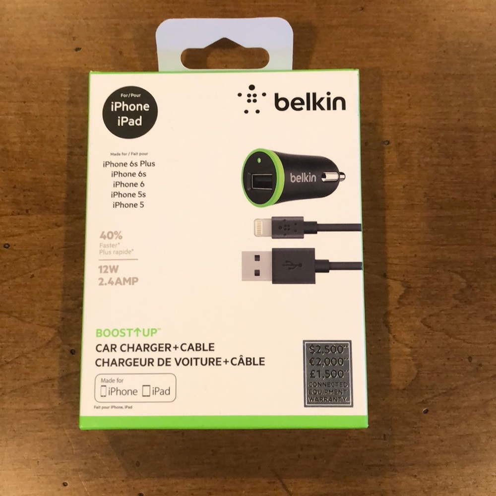 NIB belkin BoostUp Car Charger and Cable